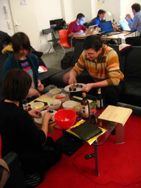 sushi-sprint We had a parallel sushi sprint going on. I should work on my rolling skills...